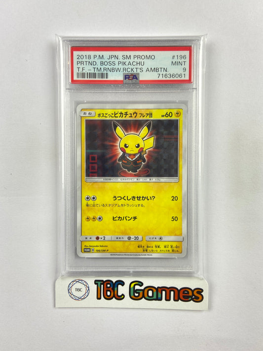 Pikachu Pretend Boss Rocket's Ambition 196/SM-P Japanese PSA 9