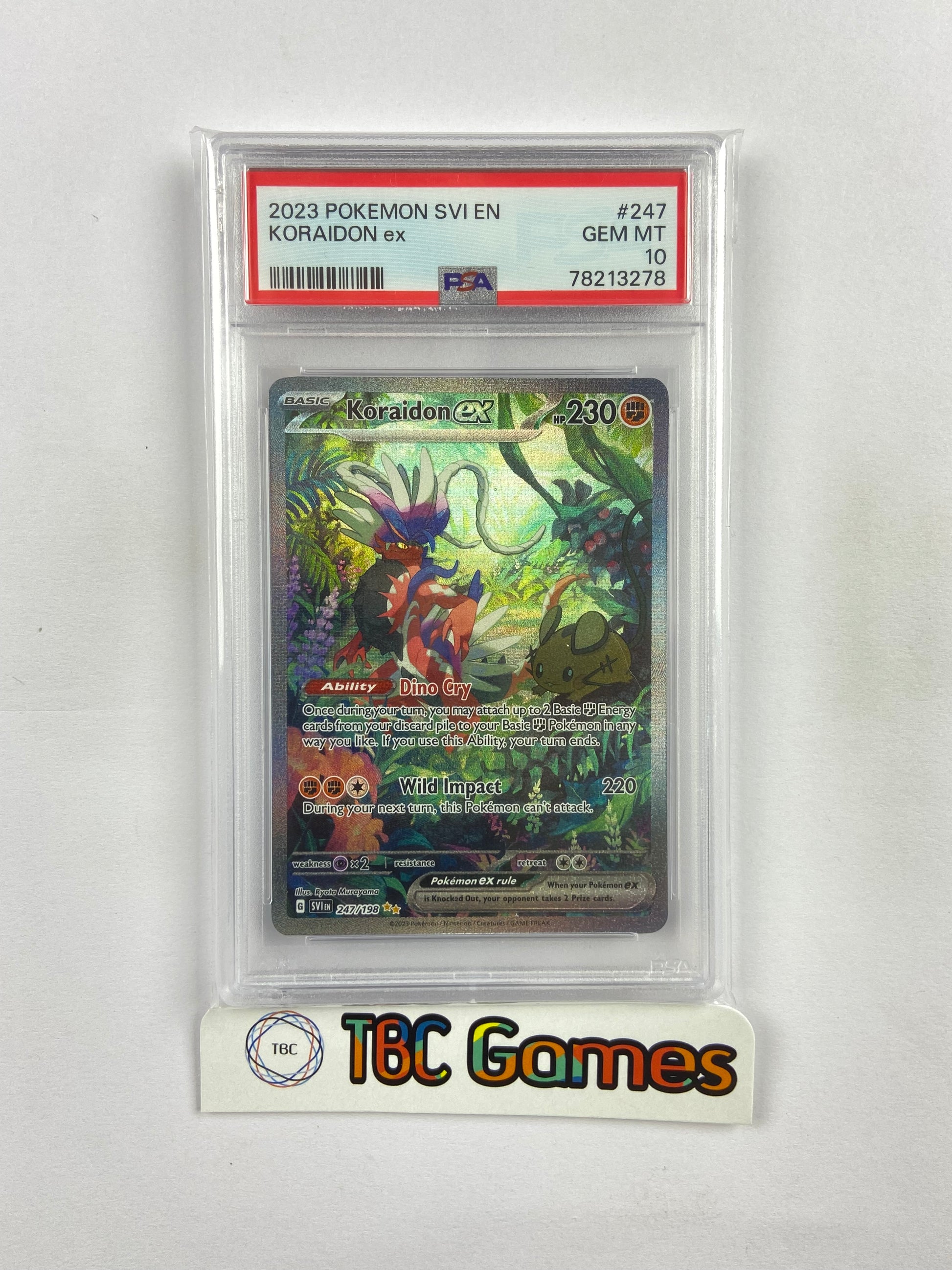 Koraidon ex Scarlet & Violet Base SV1 247/198 PSA 10 TBC Games Koraidon ex Scarlet & Violet Base SV1 247/198 PSA 10 TBC Games