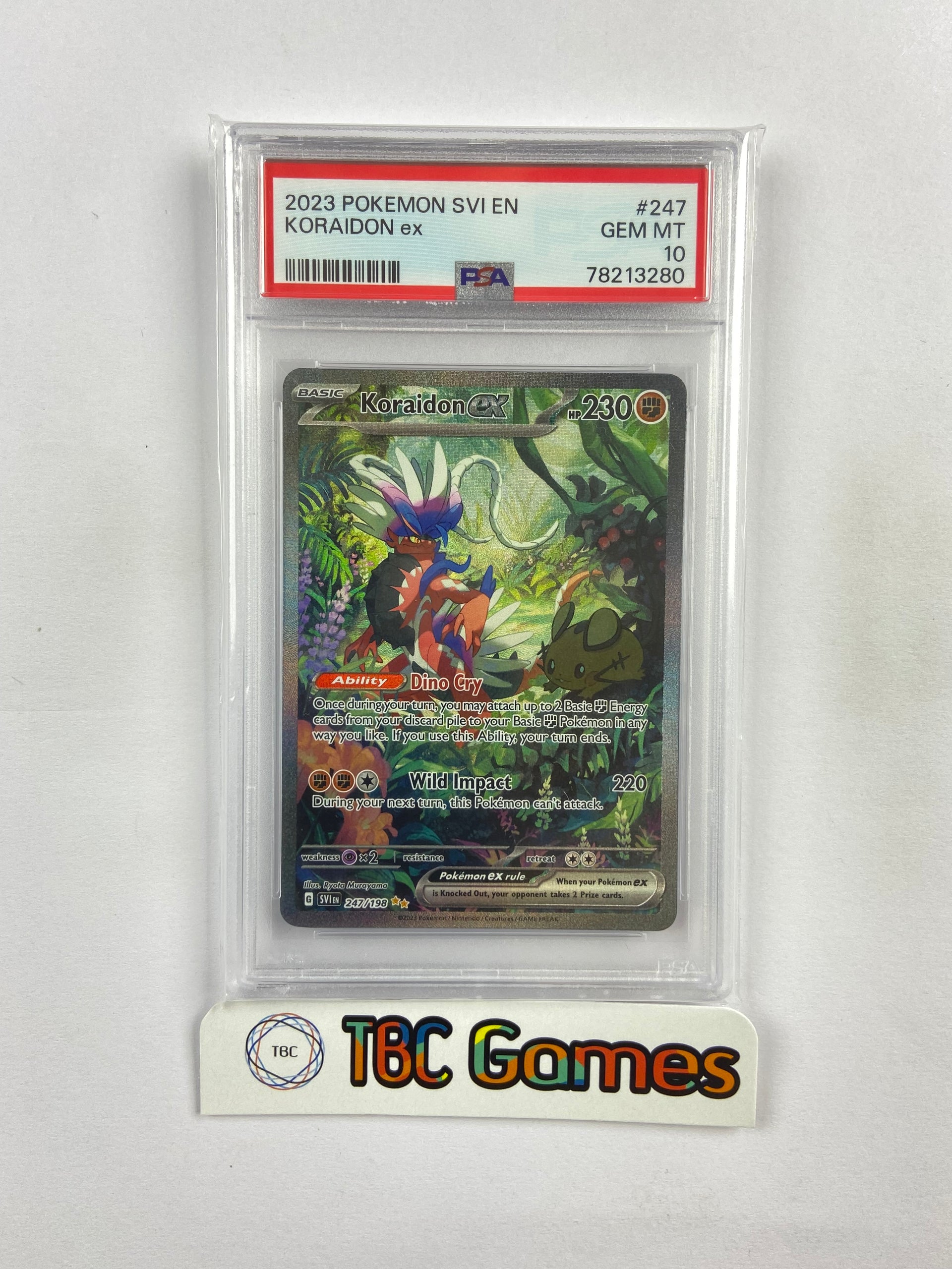 basic koraidon pokemon card Koraidon ex Scarlet & Violet Base SV1 247/198 PSA 10 – TBC Games