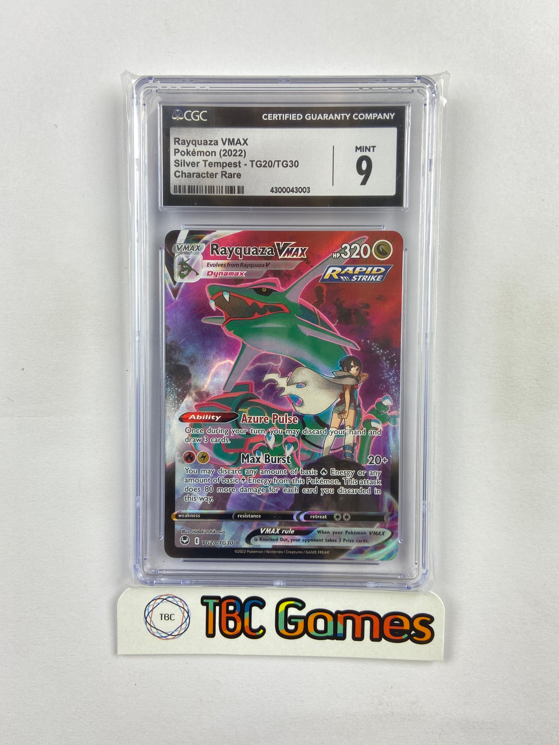 Rayquaza VMAX Silver Tempest TG20/TG30 CGC 9 TBC Games Rayquaza VMAX Silver Tempest TG20/TG30 CGC 9 TBC Games