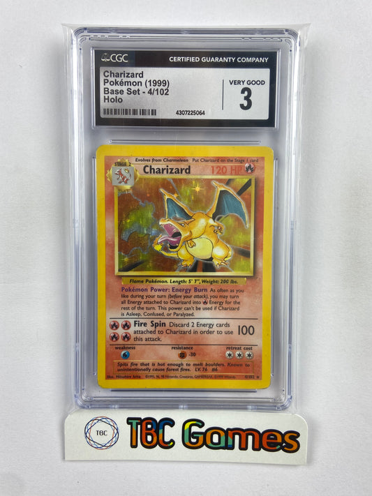 Charizard Base Set Unlimited Holo 4/102 CGC 3