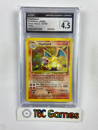 Charizard Base Set 2 Holo 4/130 CGC 4.5 – TBC Games