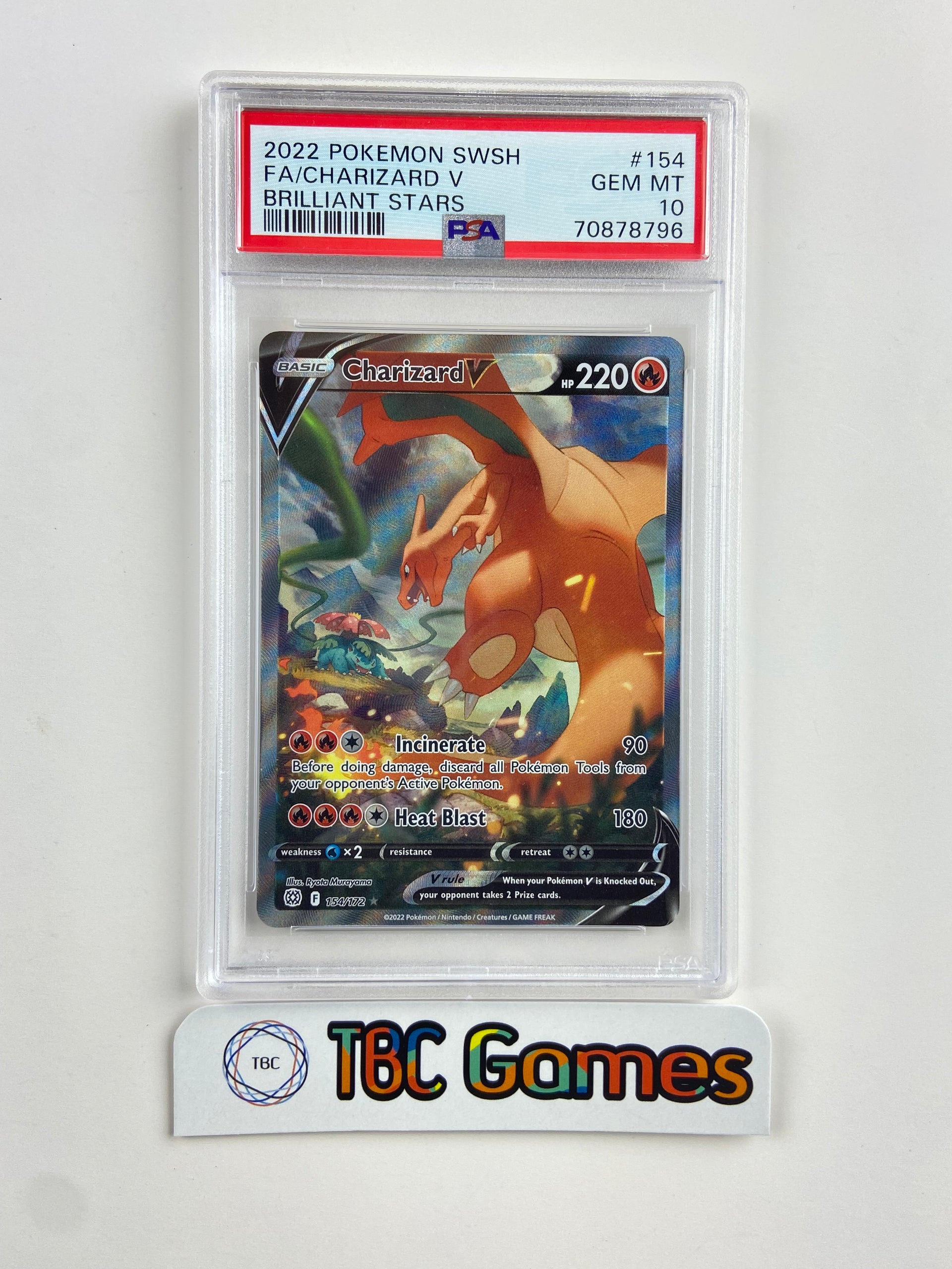 Charizard V Brilliant Stars Alt Art 154/172 PSA 10 TBC Games Charizard V Brilliant Stars Alt Art 154/172 PSA 10 TBC Games