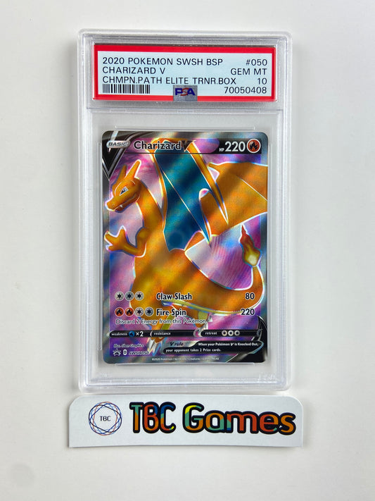 Charizard V Champion’s Path SWSH050 ETB Promo PSA 10