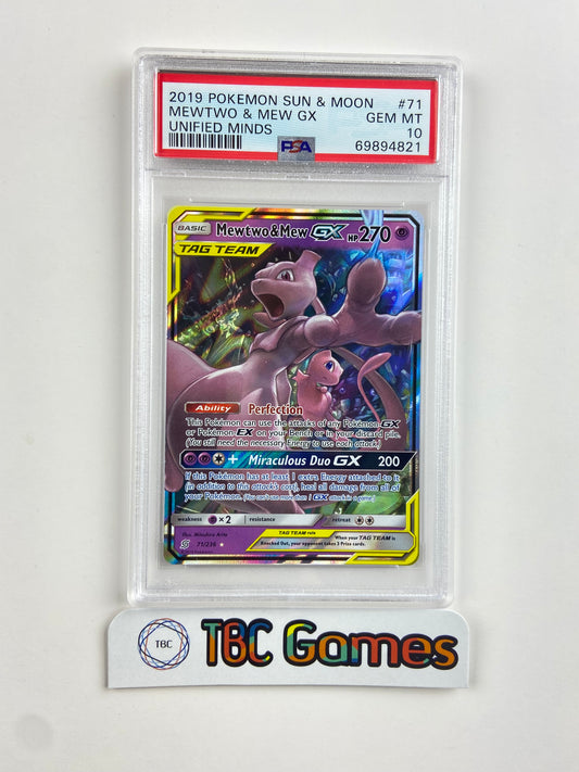 Mewtwo & Mew GX Unified Minds 71 PSA 10