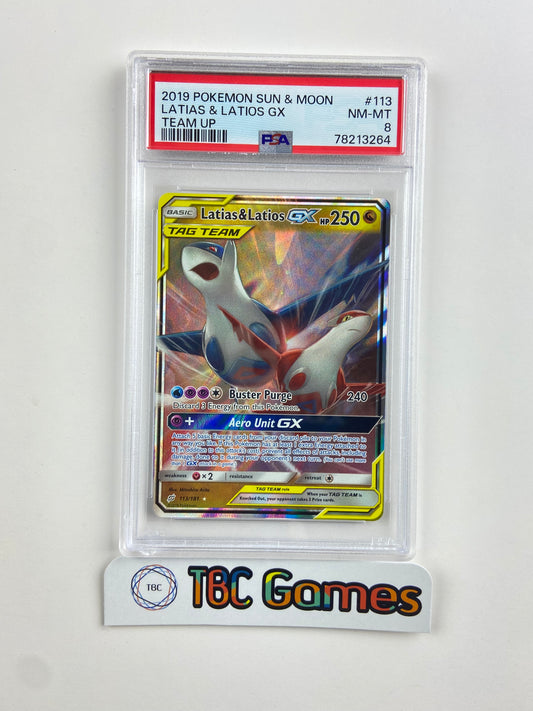 Latias & Latios GX Team Up 113 PSA 8