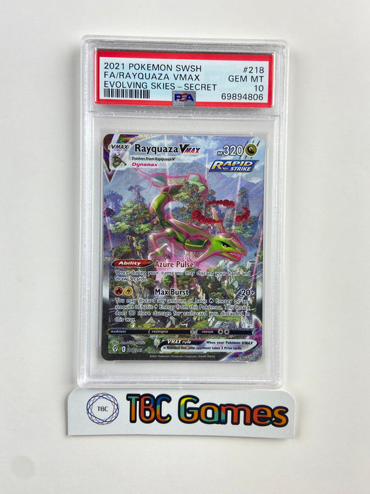 Rayquaza VMAX Evolving Skies Alt Art 218 PSA 10