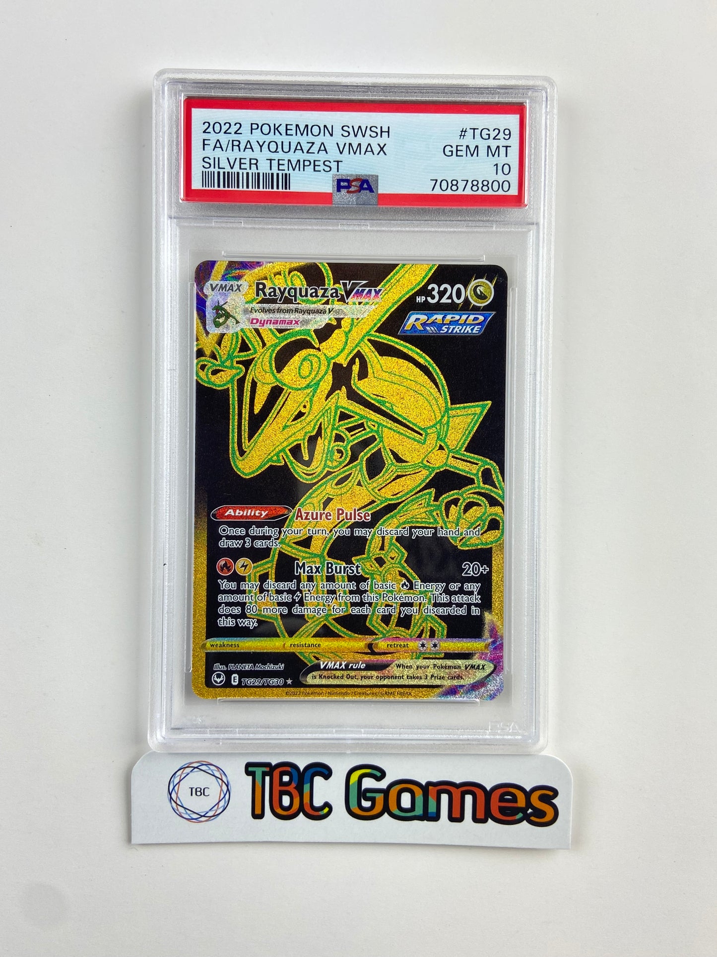 Rayquaza VMAX Silver Tempest TG29 PSA 10 TBC Games Rayquaza VMAX Silver Tempest TG29 PSA 10 TBC Games