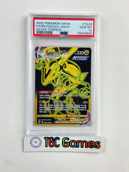 Rayquaza VMAX Silver Tempest TG29 PSA 10 TBC Games Rayquaza VMAX Silver Tempest TG29 PSA 10 TBC Games