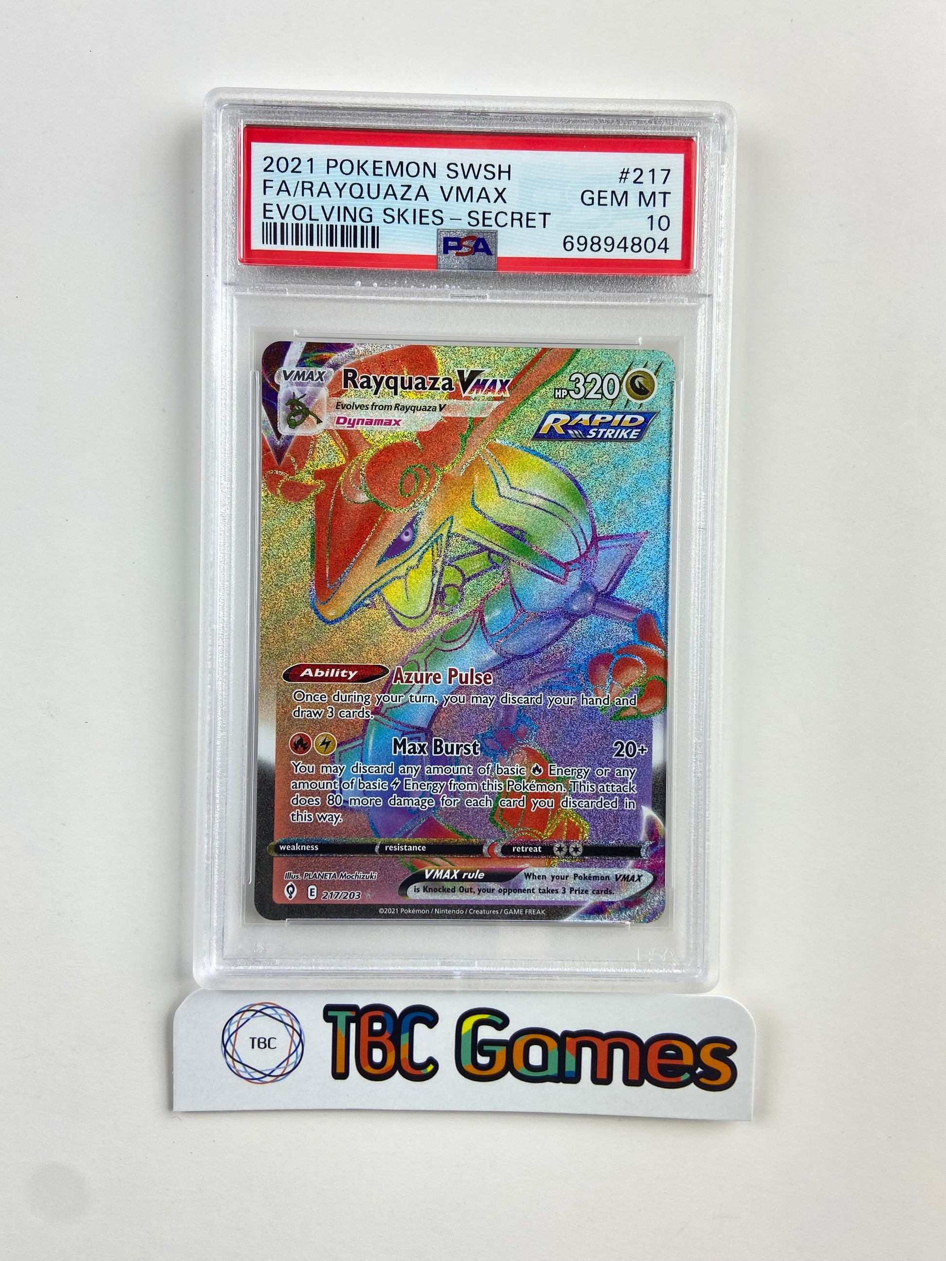 Rayquaza VMAX Evolving Skies 217/203 PSA 10 Rayquaza VMAX Evolving Skies 217/203 PSA 10