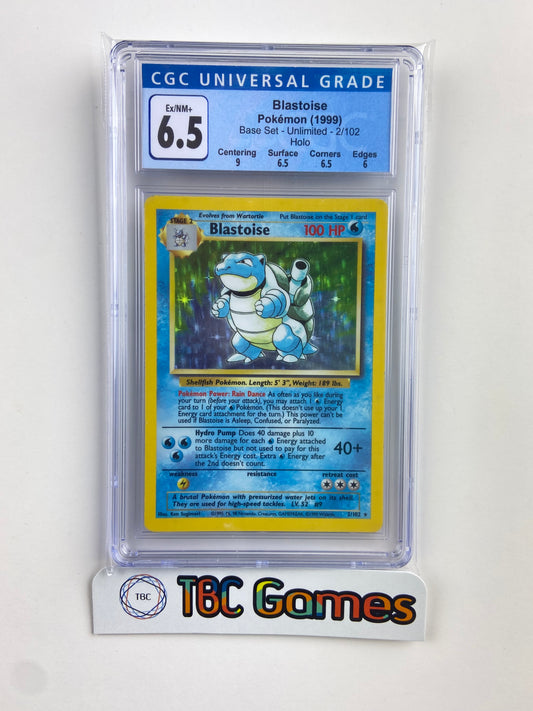 Blastoise Base Set Unlimited Holo 2/102 CGC 6.5