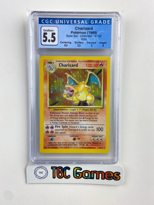 Charizard Base Set Unlimited Holo 4/102 CGC 5.5