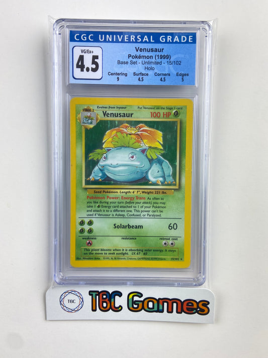 Venusaur Base Set Unlimited Holo 15/102 CGC 4.5