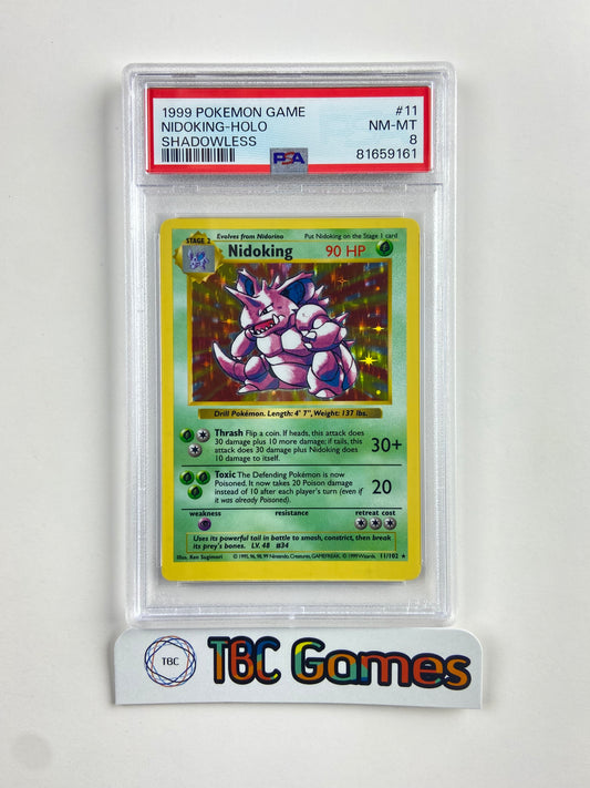 Nidoking Base Set Shadowless Holo 11/102 PSA 8