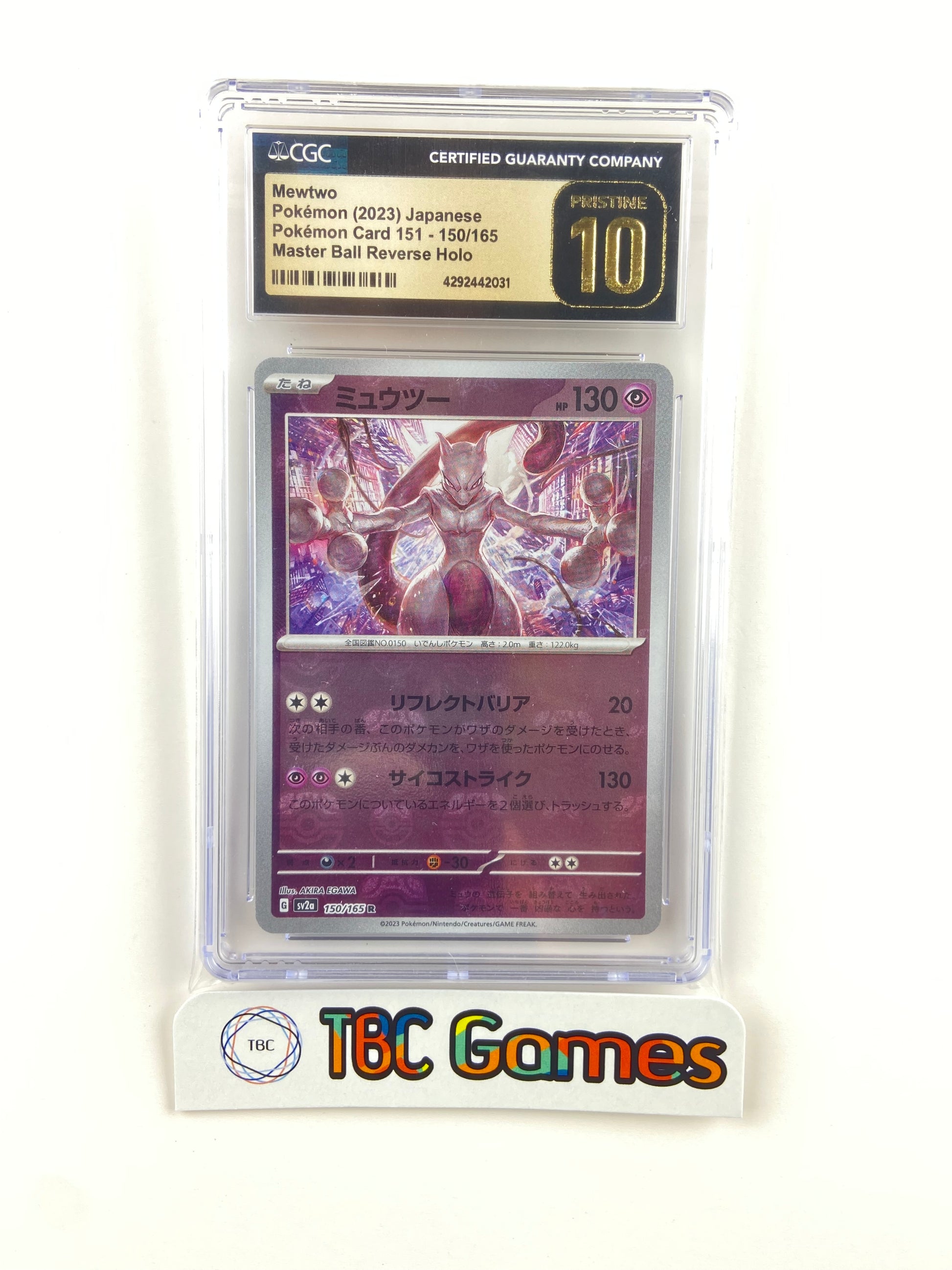mewtwo pokemon card 151 Mewtwo 151 Master Ball Reverse Holo sv2a 150/165 Japanese Pristine CGC – TBC Games