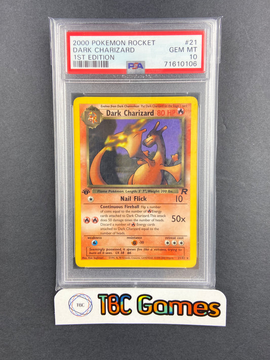Dark Charizard Team Rocket 1st Edition 21/82 PSA 10