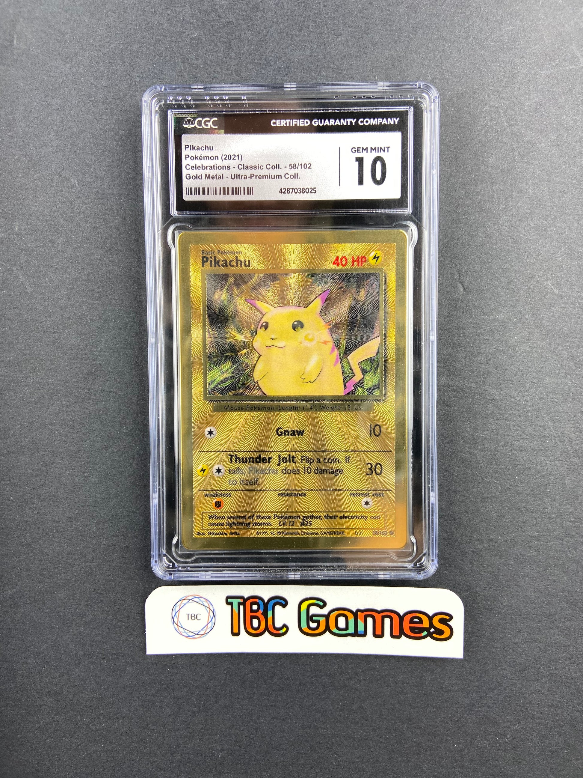 Pikachu Celebrations Classic Collection UPC Metal Promo 58/102 CGC 10 TBC Games Pikachu Celebrations Classic Collection UPC Metal Promo 58/102 CGC 10 TBC Games