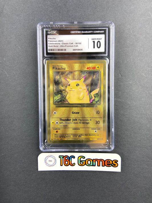 Pikachu Celebrations Classic Collection UPC Metal Promo 58/102 CGC 10