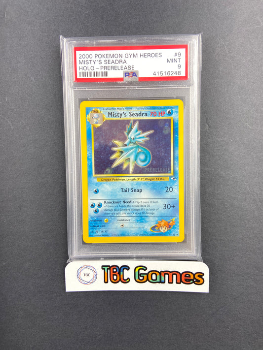 Misty's Seadra Gym Heroes Prerelease Holo 9/132 PSA 9