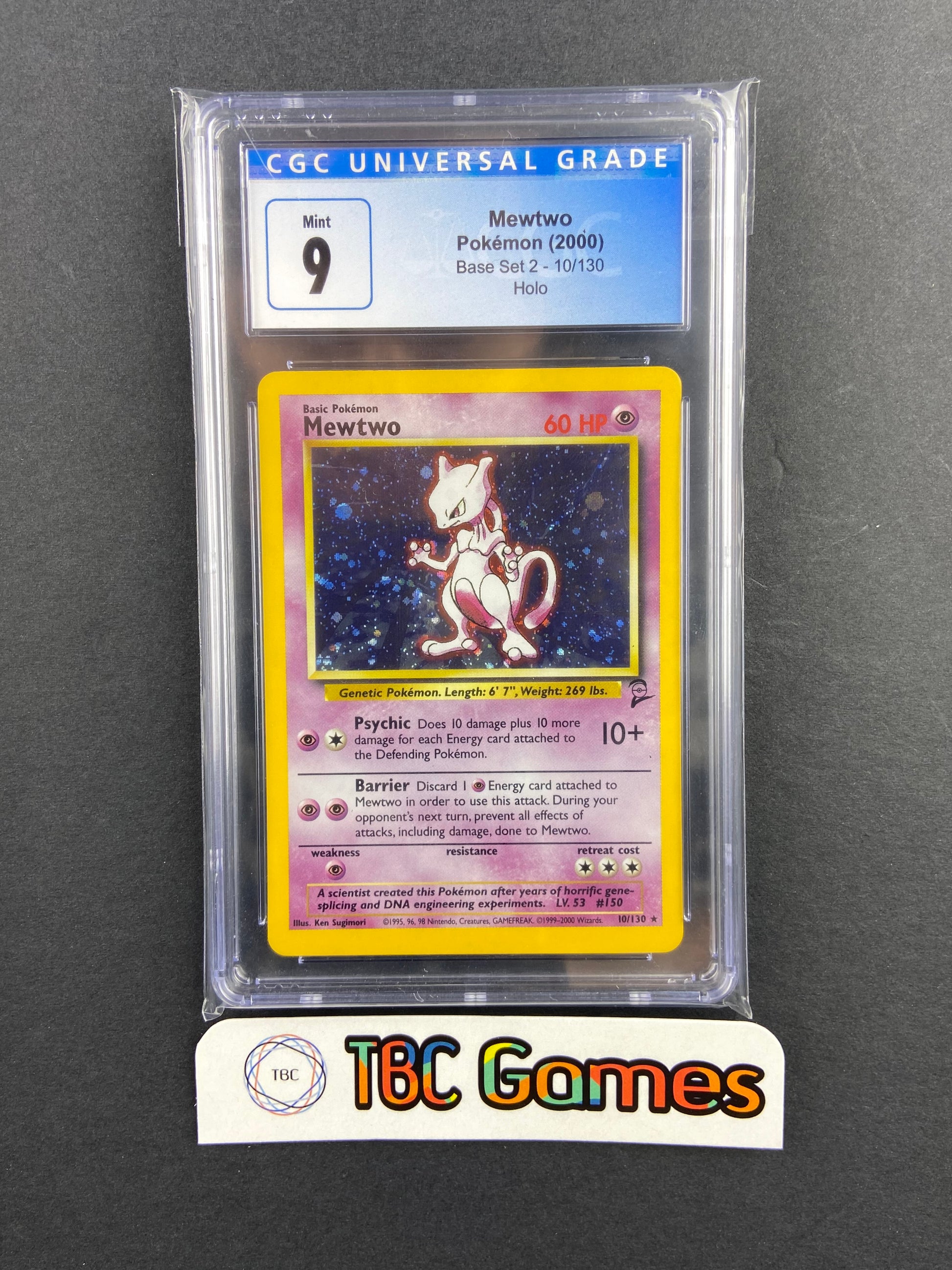 Mewtwo Base Set 2 Holo 10/130 CGC 9 TBC Games Mewtwo Base Set 2 Holo 10/130 CGC 9 TBC Games
