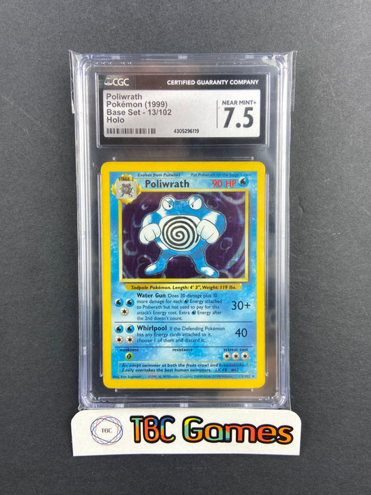 Poliwrath Base Set Holo 13/102 CGC 7.5