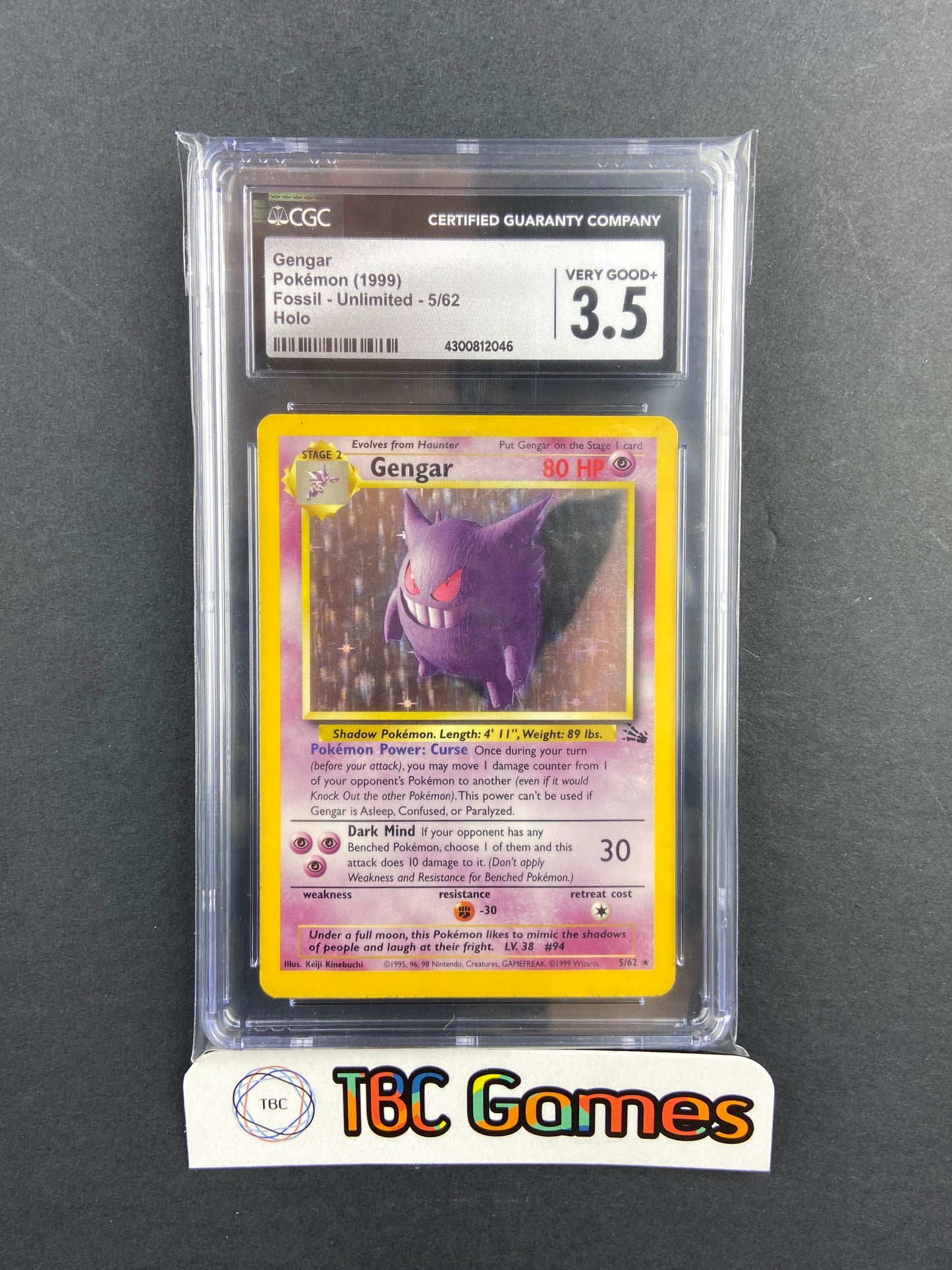 Gengar Fossil Unlimited Holo 5/62 CGC 3.5