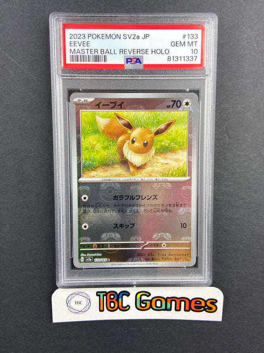 Eevee 151 sv2a Master Ball Reverse Holo 133/165 Japanese PSA 10