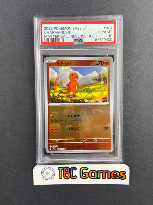 Charmander Pokemon 151 sv2a Master Ball Reverse Holo 168/165 Japanese PSA 10