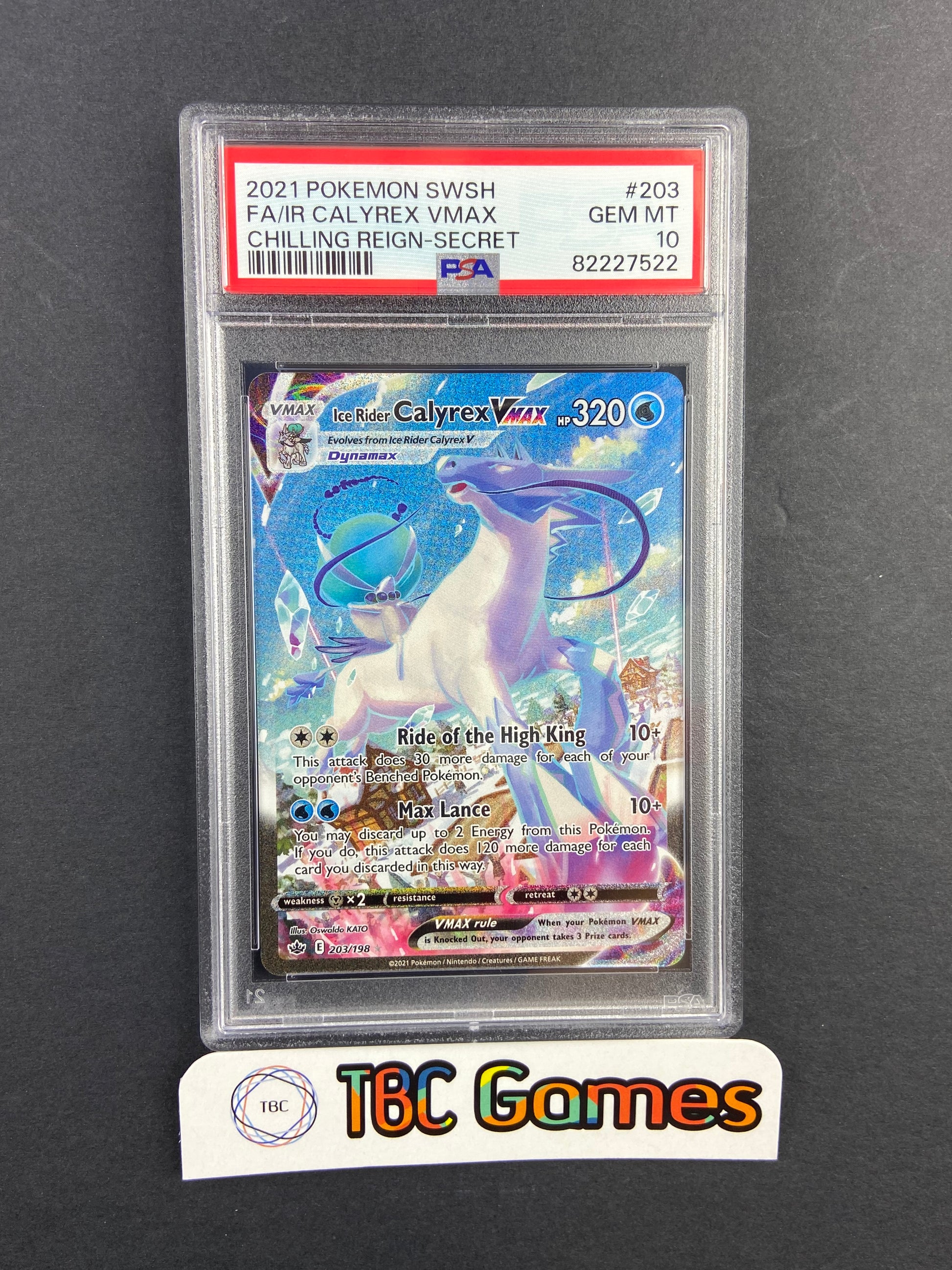 Ice Rider Calyrex VMAX Chilling Reign Alt Art 203/198 PSA 10 TBC Games Ice Rider Calyrex VMAX Chilling Reign Alt Art 203/198 PSA 10 TBC Games