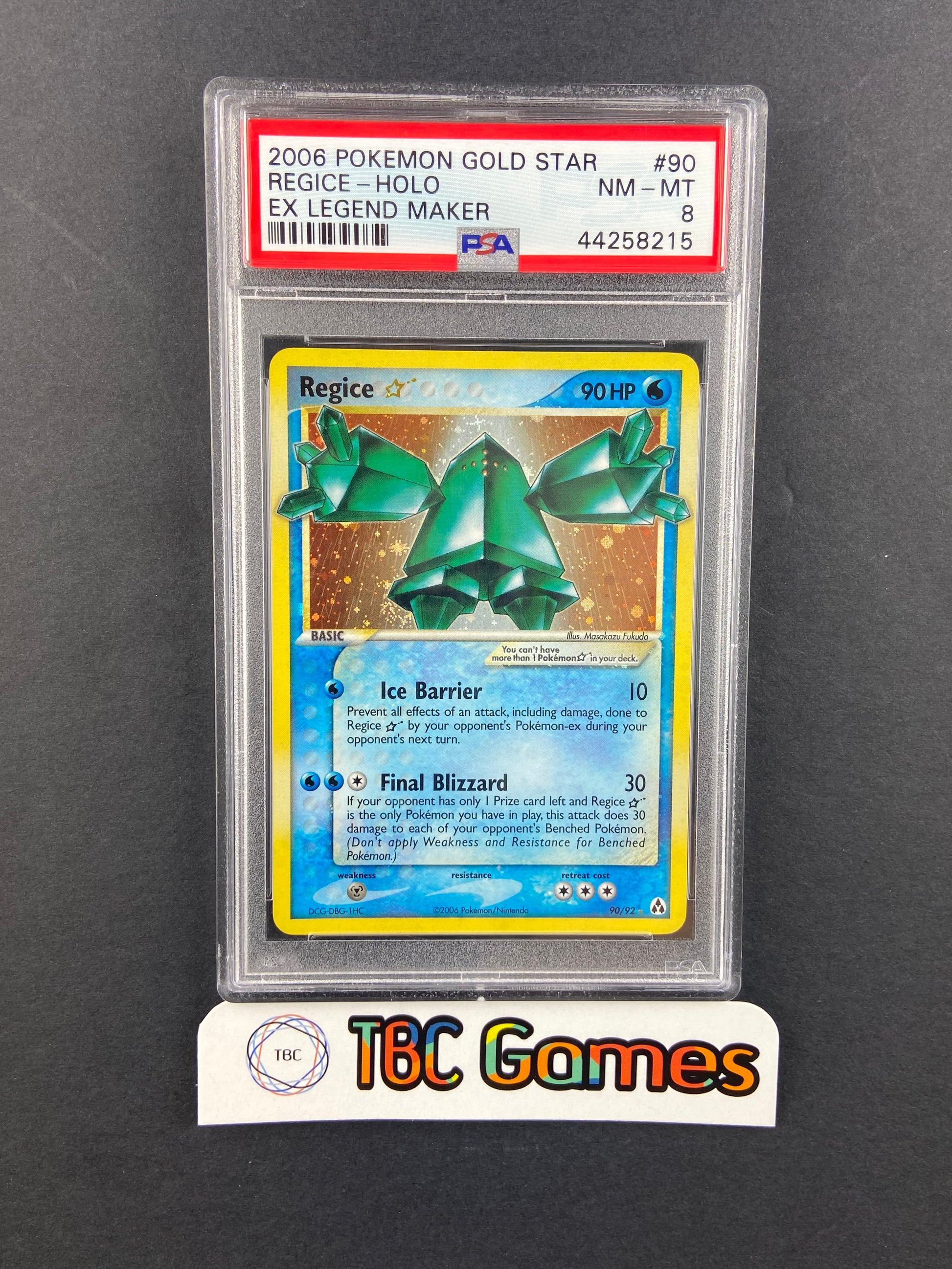 Regice Gold Star EX Legend Maker 90/92 PSA 8 TBC Games Regice Gold Star EX Legend Maker 90/92 PSA 8 TBC Games