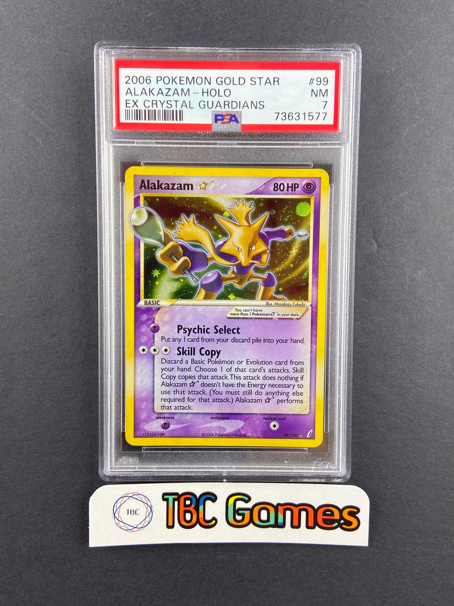 Alakazam Gold Star Crystal Guardians 99/100 PSA 7 TBC Games Alakazam Gold Star Crystal Guardians 99/100 PSA 7 TBC Games