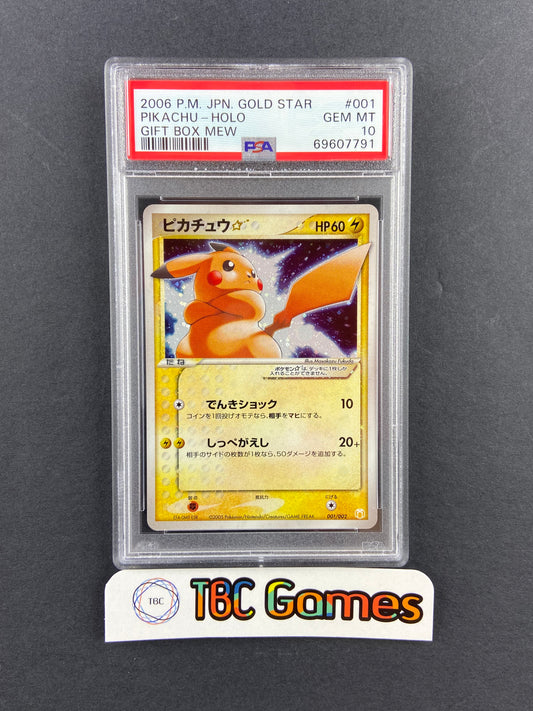 Pikachu Gold Star Gift Box Mew 001/002 Japanese PSA 10