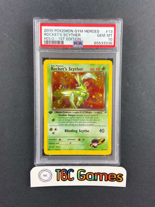 Rocket's Scyther Gym Heroes 1st Edition Holo 13/132 PSA 10