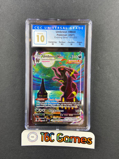 Umbreon VMAX Evolving Skies Alt Art 215/203 Pristine CGC 10 TBC Games Umbreon VMAX Evolving Skies Alt Art 215/203 Pristine CGC 10 TBC Games