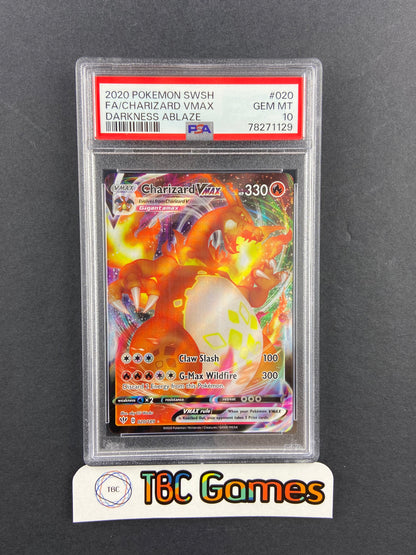 Charizard VMAX Darkness Ablaze 020/189 PSA 10 TBC Games Charizard VMAX Darkness Ablaze 020/189 PSA 10 TBC Games