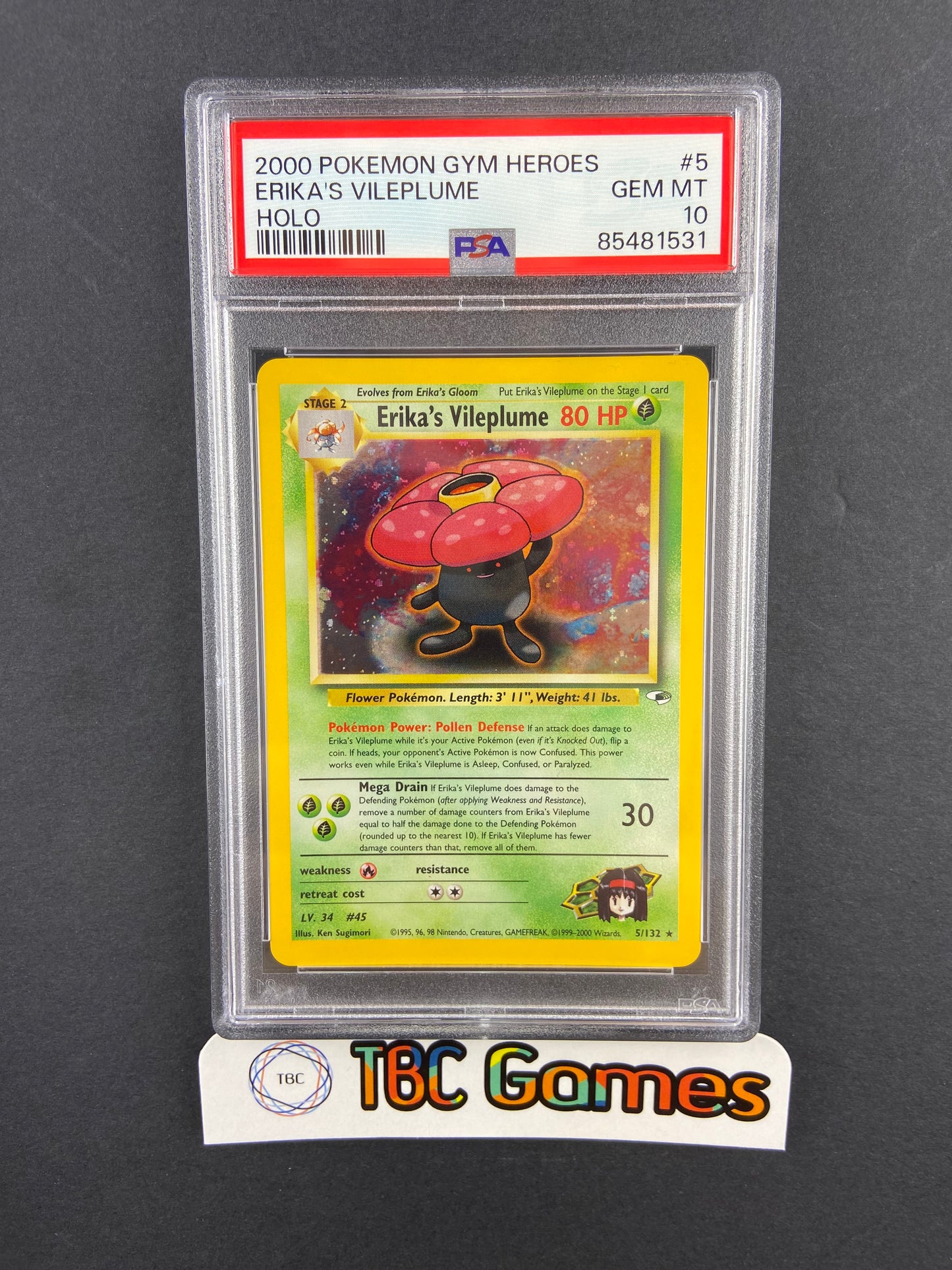 Erika's Vileplume Gym Heroes Holo Unlimited 5/132 PSA 10