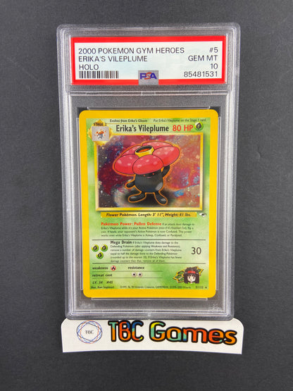 Erika's Vileplume Gym Heroes Holo Unlimited 5/132 PSA 10