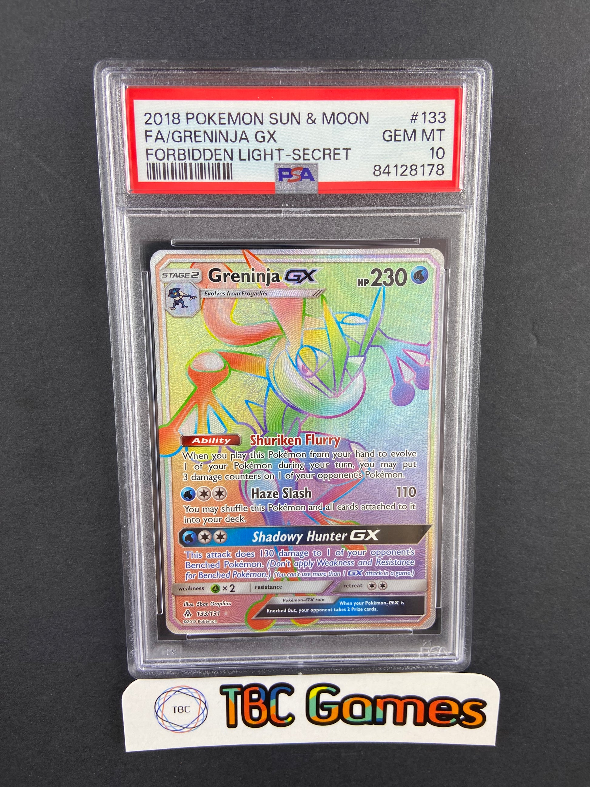 Greninja GX Forbidden Light Secret 133/131 PSA 10 TBC Games Greninja GX Forbidden Light Secret 133/131 PSA 10 TBC Games