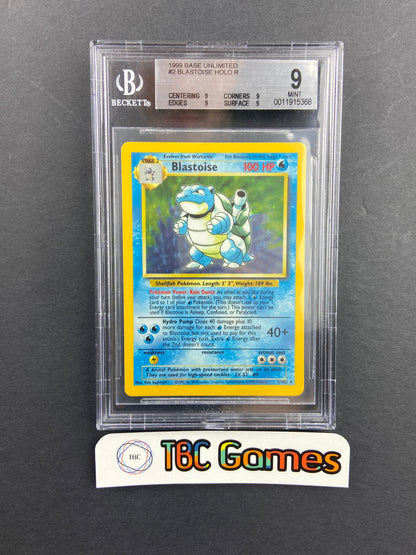 Blastoise Base Set Unlimited Holo 2/102 BGS 9 TBC Games Blastoise Base Set Unlimited Holo 2/102 BGS 9 TBC Games