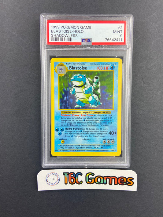 Blastoise Base Set Shadowless Holo 2/102 PSA 9