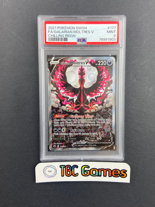 Galarian Moltres V Chilling Reign Alt Art 177/198 PSA 9