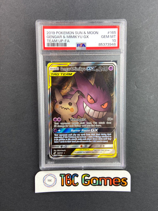 Gengar & Mimikyu GX Team Up Alt Art 165/181 PSA 10