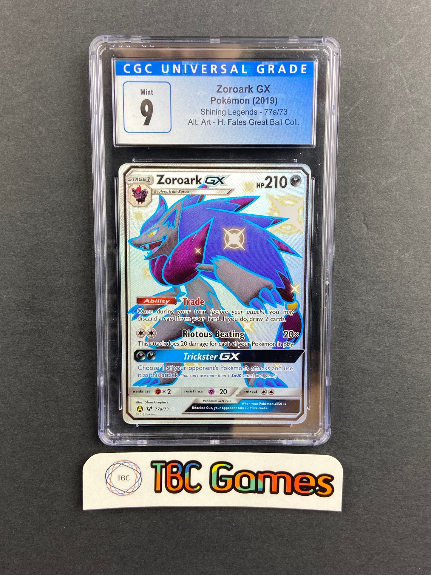 Zoroark GX Shining Legends 77a/73 CGC 9