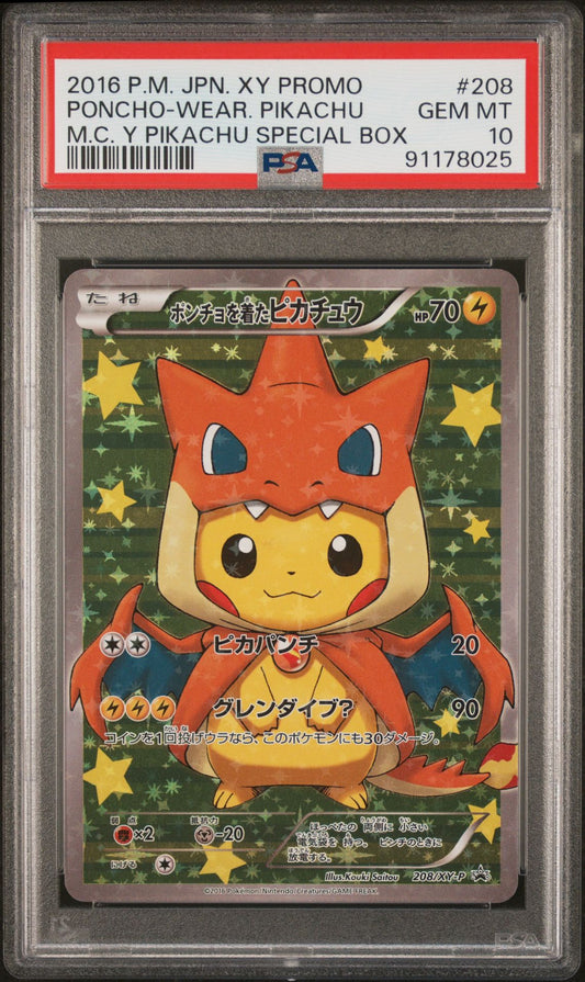 Pikachu Poncho Mega Charizard Y 208/XY-P Japanese PSA 10