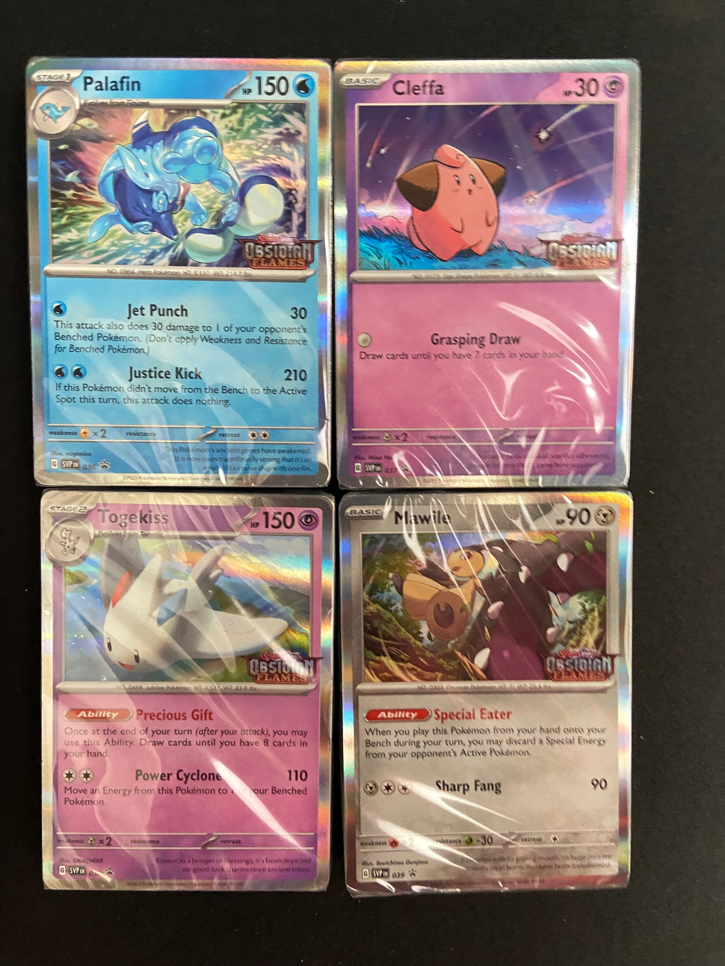 Obsidian Flames Prerelease Stamped Promos (Palafin, Cleffa, Togekiss, Mawile)