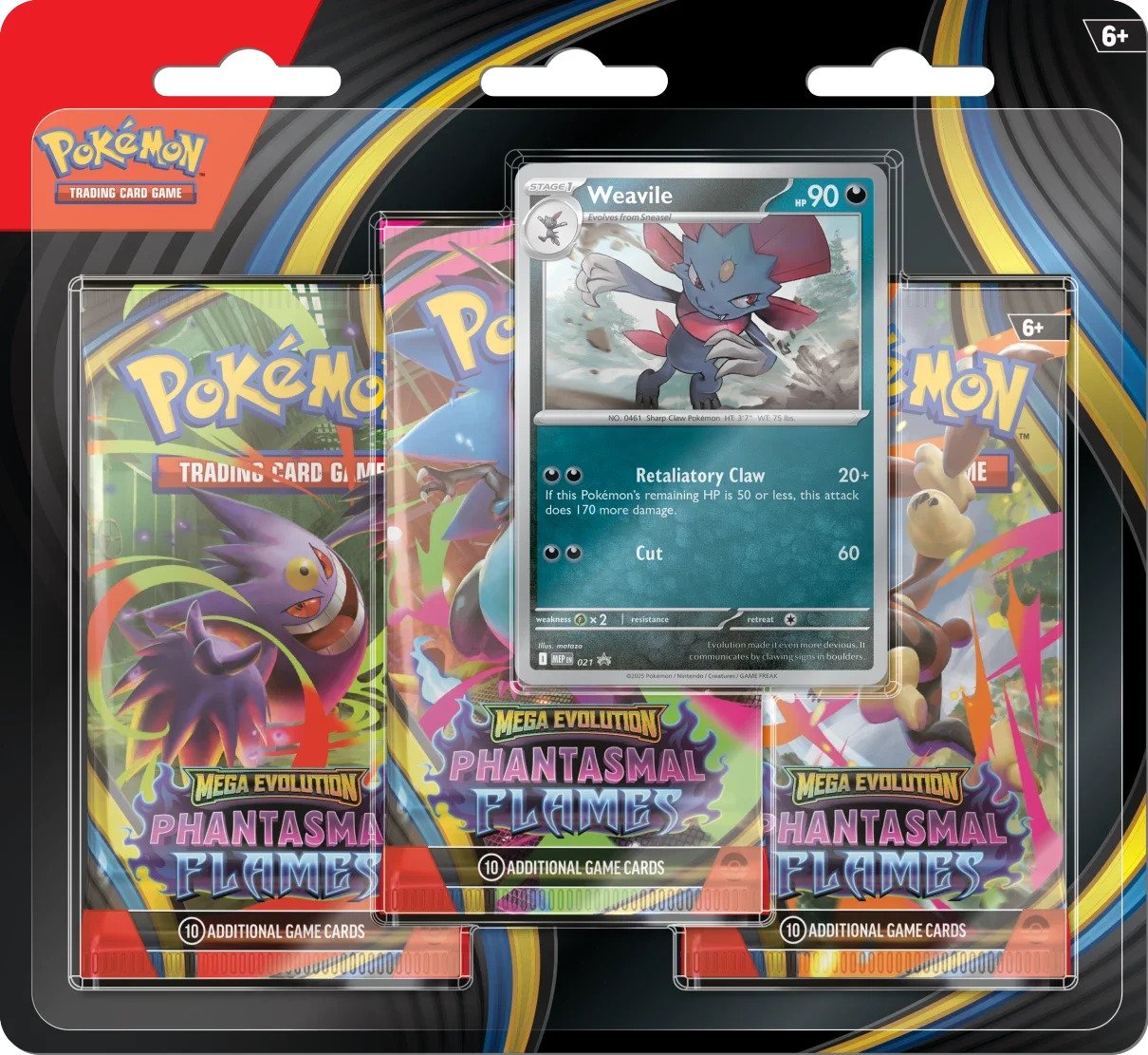 Pokemon TCG: Mega Evolution - Phantasmal Flames 3 Pack Blister (Weavile)