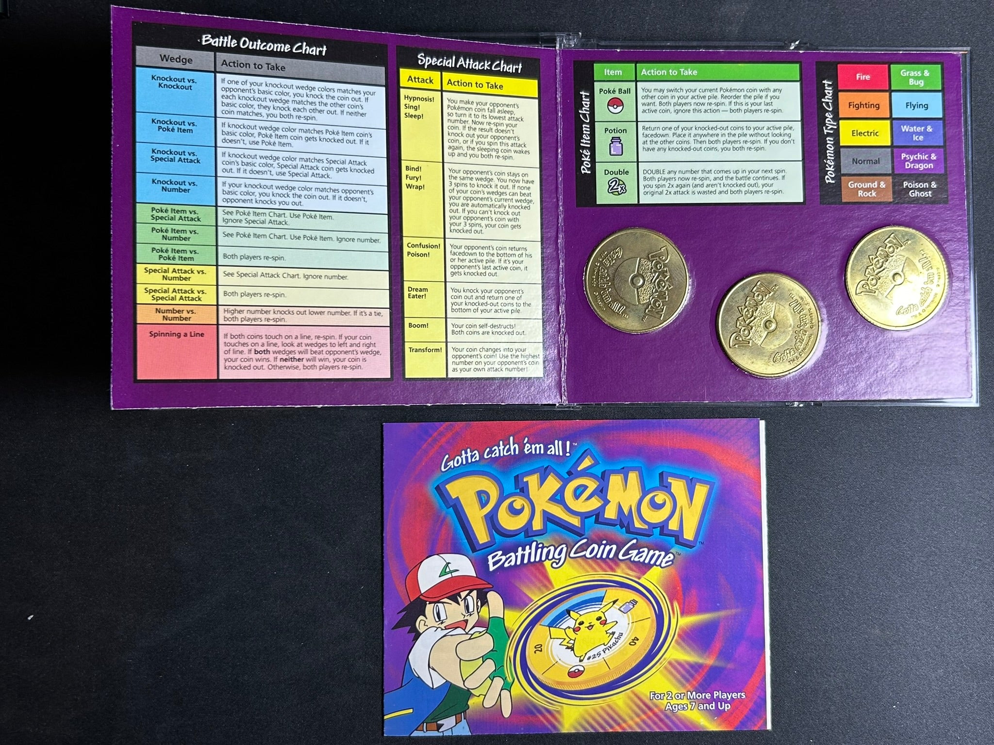 Pokemon Battling Spinning Coin Game Hasbro Mewtwo Arcanine Persian