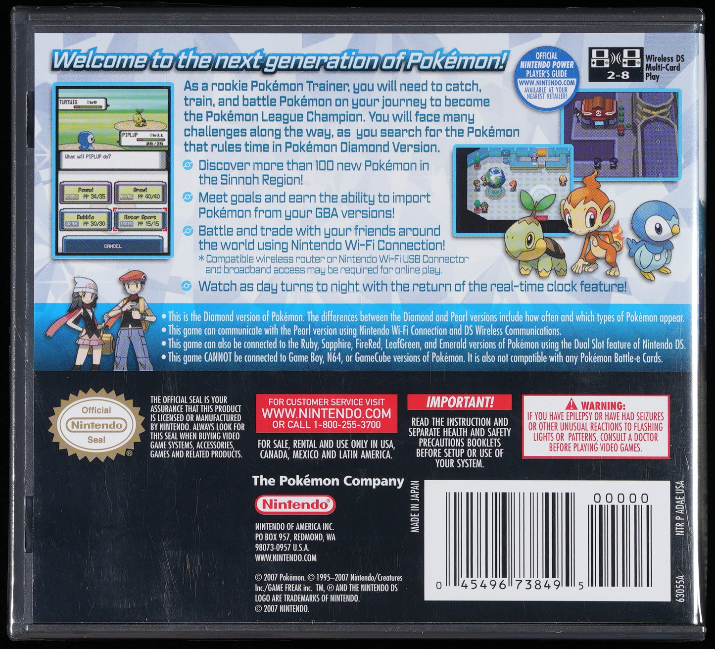 Pokemon Diamond Version Sealed DS WATA PSA 9.6 A+