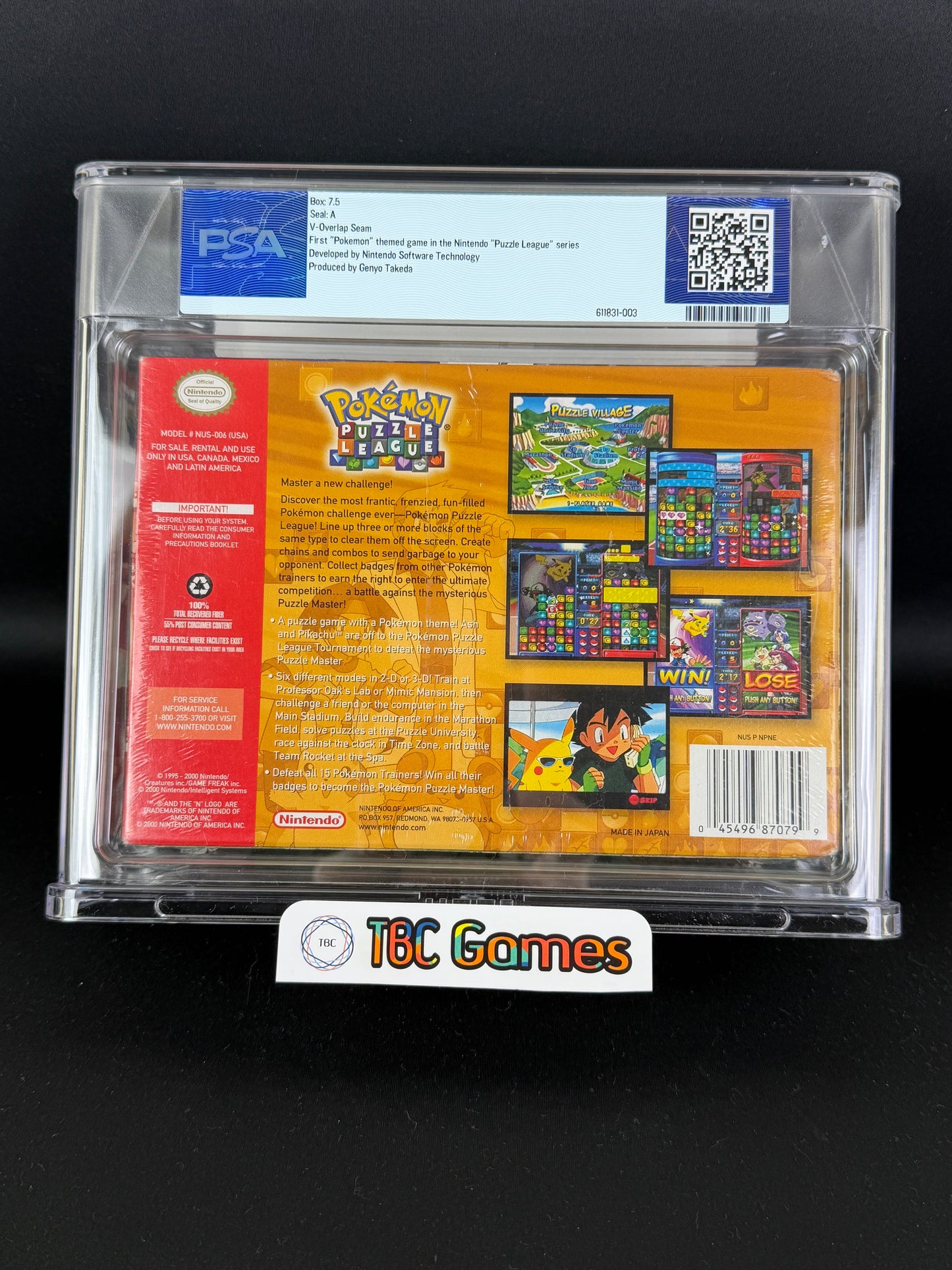 Pokemon Puzzle League N64 Sealed WATA PSA 7.5 A