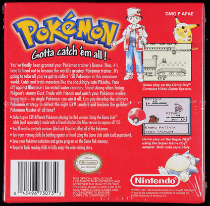 Pokemon Red Version Sealed Rattata Fuzzy ESRB Game Boy WATA PSA 9.8 A+